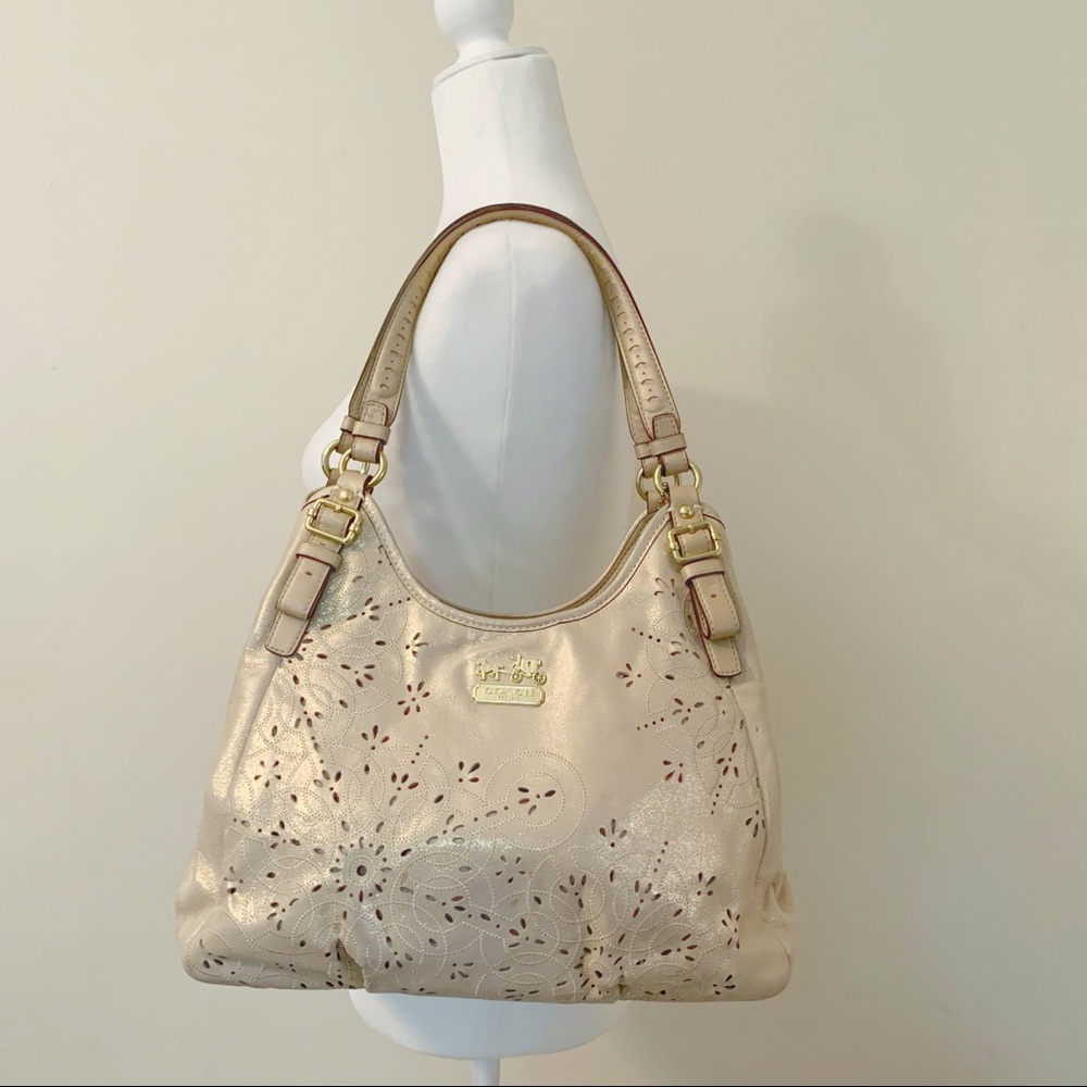 Coach Madison Maggie Gold Leather Cut-Out Bag